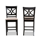 Chandler Modern and Contemporary Fabric Upholstered 2 Piece Counter Height Pub Chair Set