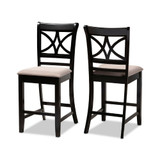 Chandler Modern and Contemporary Fabric Upholstered 2 Piece Counter Height Pub Chair Set