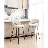 Set of 2 Fabric, Leatherette Bar Stool with Tapered Metal Legs