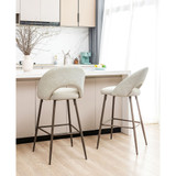 Set of 2 Fabric, Leatherette Bar Stool with Tapered Metal Legs