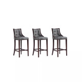 Fifth Avenue 19" 3 Piece Beech Wood Faux Leather Upholstered Barstool Set