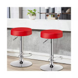1 PC Round Bar Stool Adjustable Swivel Pub Chair U Leather