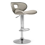 Set of 2 Adria Ashy Color Light Taupe Chrome Frame Adjustable Height Bar Stool