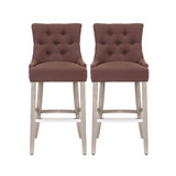 29" Linen Tufted Buttons Upholstered Wingback Bar Stool (Set of 2)