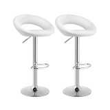 Set of 2 Bar Stools Adjustable PU Leather Barstools Swivel