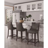 Emperor 19" 3 Piece Beech Wood Faux Leather Upholstered Barstool Set