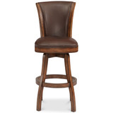 Raleigh 30" Bar Height Swivel Wood Barstool in Chestnut Finish and Kahlua Faux Leather