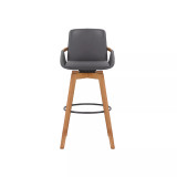Baylor Swivel Wood Bar or Counter Stool in Faux Leather