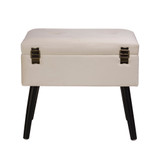 19.7" L Seashell Velvet Upholstered Storage Stool with Black Solid Rubberwood Legs