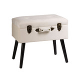 19.7" L Seashell Velvet Upholstered Storage Stool with Black Solid Rubberwood Legs