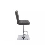 Adjustable Square Tufted Barstool in Bonded Leather, Set of 2