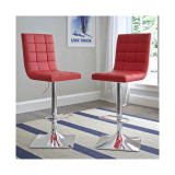 Adjustable Square Tufted Barstool in Bonded Leather, Set of 2