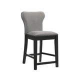 2-Piece Asian Hardwood Upholstered Solid Back Counter Height with Nail head Trim Stools Set