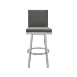 Rochester Swivel Modern Metal and Faux Leather Bar and Counter Stool