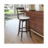 Wood Barstool with Leatherette Seat and 3-Slat Backrest