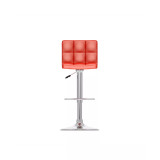 Mid Back Square Panel Adjustable Barstool in Leatherette, Set of 2