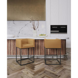 Embassy 20.5" Faux Leather Upholstered Metal Counter Height Bar Stool