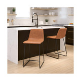 24" Commercial Grade LeatherSoft Counter Height Barstools - Light Brown, Set of 2