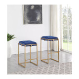Nadia 2-Piece Square Metal Padded Seat Bar Stool Set