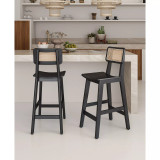 Versailles 15.75" Ash Wood and Natural Cane Counter Height Bar Stool
