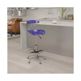 Vibrant Chrome Drafting Stool with Tractor Seat
