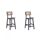 Versailles 2-Piece Ash Wood and Natural Cane Counter Height Bar Stool