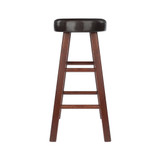 Transitional Maria 2-Pc Cushion Seat Counter Stool Set, Espresso and Walnut