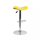 Contemporary Vinyl Adjustable Height Bar Stool with Chrome Base