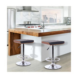 Java Barstool in Chrome finish with Walnut wood and Cream Faux Leather