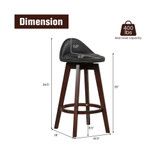 Set of 2 Upholstered Swivel Barstools 29'' Wooden Dining Chairs with Low Back