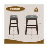 Set of 2 Upholstered Saddle Bar Stools 24.5'' Dining Chairs with Wooden Legs