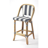 Lila Stripe Rattan Bar Stool