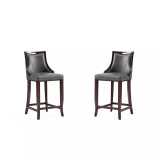 Emperor 19" 2 Piece Beech Wood Faux Leather Upholstered Barstool Set