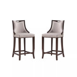 Emperor 19" 2 Piece Beech Wood Faux Leather Upholstered Barstool Set