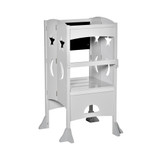 Kids Kitchen Foldable Step Stool w/ Chalkboard & Handrail 3-6 Yrs Old
