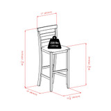 Simone 2-Piece Wood Cushion Ladder-Back Bar Stool Set
