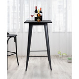 41.25" H Steel Bar Table with Solid Elm Wood Top
