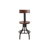 Artezia Reclaimed Teak Adjustable Bar Stool in Walnut Finish - 15.3" x 15.3" x 35.5"