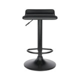Obsidian Set of 2 Adjustable Swivel Air Lift Stool, Backless, Black PVC Seat, Black Metal Post and Base