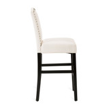 Set of 2 Leatherette Barchair with Studded Decoration and Solid Rubberwood Legs