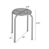 Set of 6 Stackable Metal Stool Set Daisy Backless Round Top Kitchen