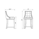 Fifth Avenue 19" 2 Piece Beech Wood Faux Leather Upholstered Counter Height Barstool Set