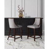 Fifth Avenue 19" 2 Piece Beech Wood Faux Leather Upholstered Counter Height Barstool Set