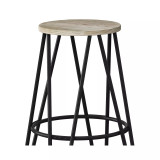 Simeon 26" Metal Counter Height Stool with Wood Seat, Set of 2
