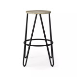 Simeon 26" Metal Counter Height Stool with Wood Seat, Set of 2