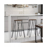 Simeon 26" Metal Counter Height Stool with Wood Seat, Set of 2