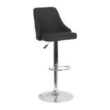Trieste Contemporary Adjustable Height Barstool in Black Fabric