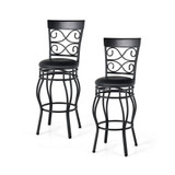 Set of 2 Vintage Swivel Bar Stools 30'' Bistro Upholstered Dining Chairs