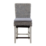 Quincy Coastal Seagrass Counter Height Dining Barstools with Seat and Cushion, Set of 2