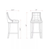 Fifth Avenue 19" 2 Piece Beech Wood Faux Leather Upholstered Barstool Set